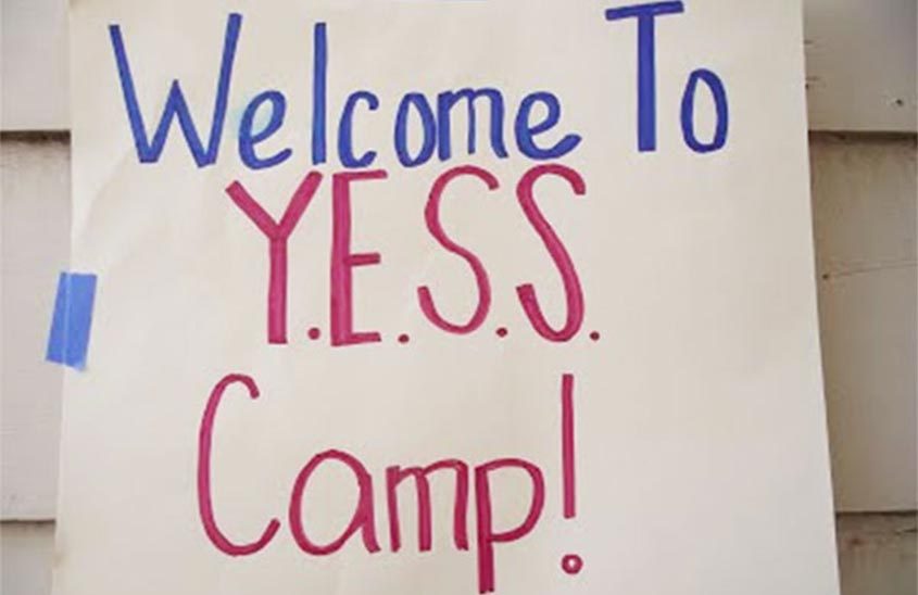 informal sign, "Welcome to YESS Camp!"